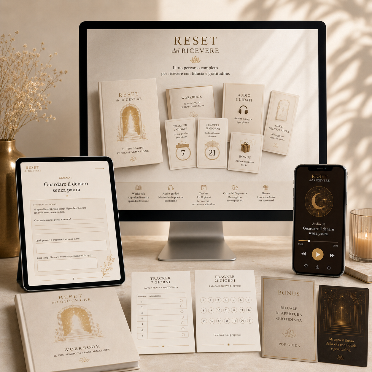 Bundle Reset del Ricevere — workbook, audio, tracker, carte e bonus